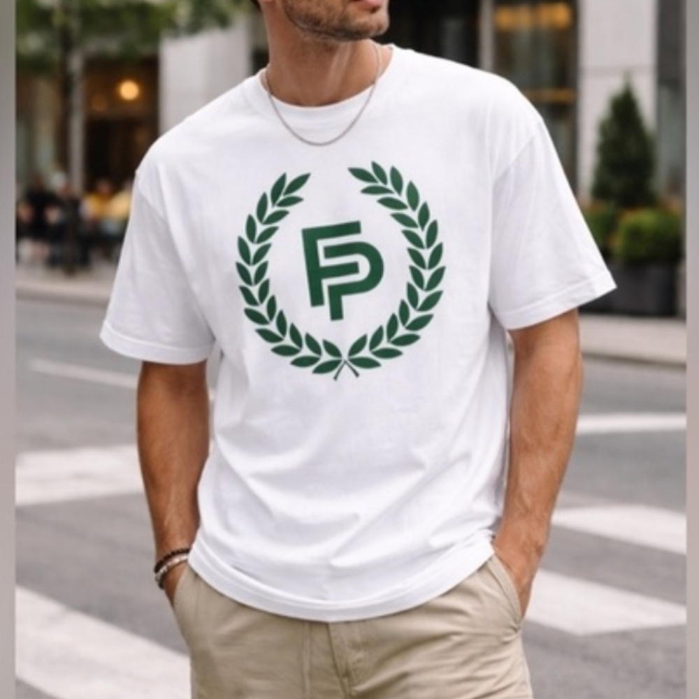 Flint Park,Original Logo T,Short Sleeve,White/Green,NWT